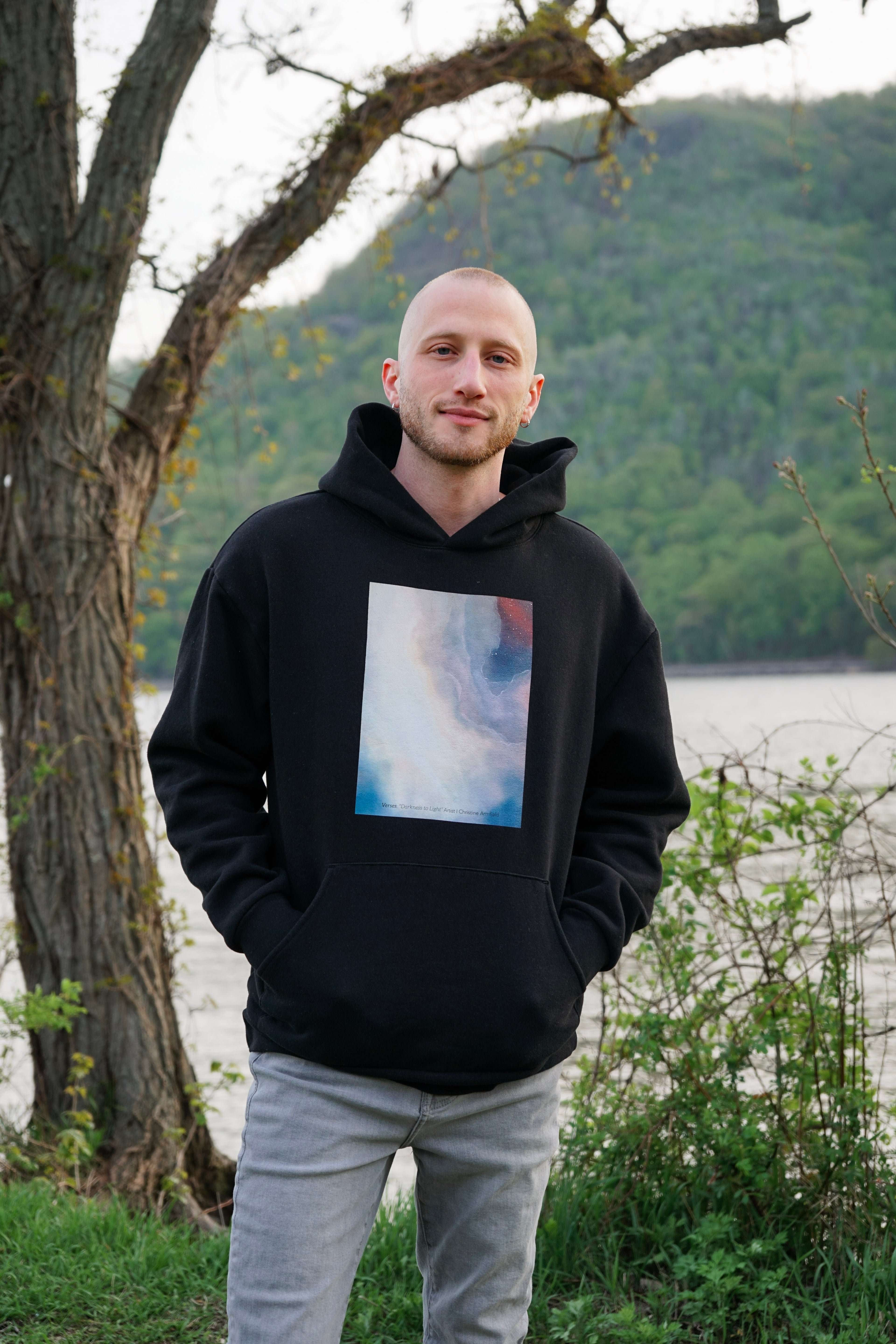 Darkness to light hoodie midnight black verses culture